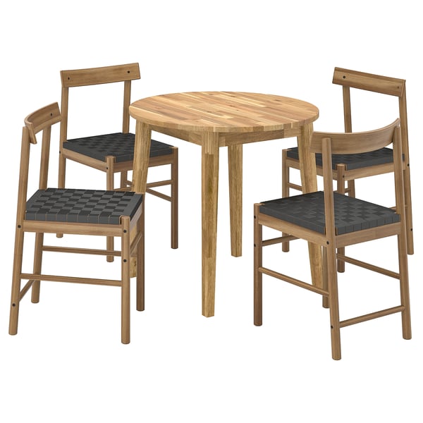 NACKANÄS / NACKANÄS Table and 4 chairs, acacia/acacia, 80 cm