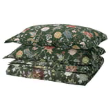 NÄSSELKLOCKA Duvet cover and 2 pillowcases, dark grey-green/multicolour, 200x200/50x80 cm