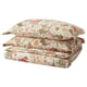 NÄSSELKLOCKA Duvet cover and 2 pillowcases, light grey-beige/multicolour, 200x200/50x80 cm