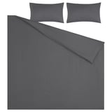 NATTJASMIN Duvet cover and 2 pillowcases, dark grey, 200x200/50x80 cm