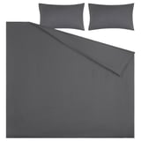 NATTJASMIN Duvet cover and 2 pillowcases, dark grey, 240x220/50x80 cm