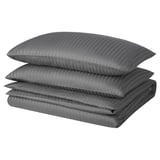 NATTJASMIN Duvet cover and 2 pillowcases, dark grey, 240x220/50x80 cm