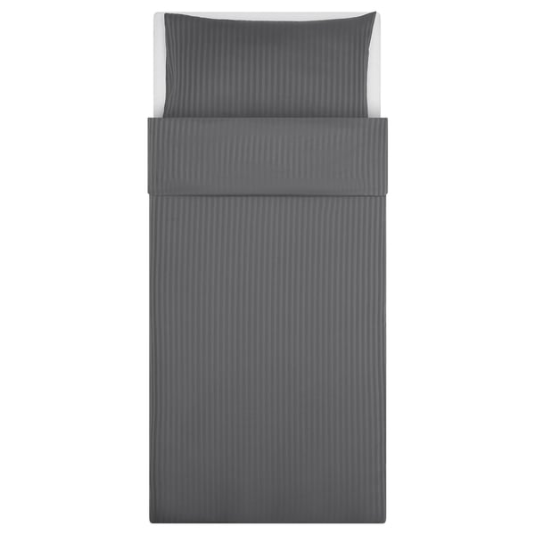 NATTJASMIN Duvet cover and pillowcase, dark grey, 150x200/50x80 cm