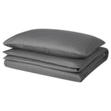 NATTJASMIN Duvet cover and pillowcase, dark grey, 150x200/50x80 cm