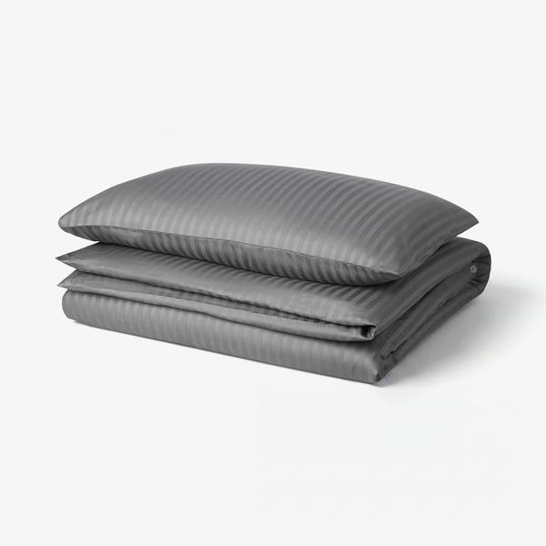 NATTJASMIN Duvet cover and pillowcase, dark grey, 150x200/50x80 cm