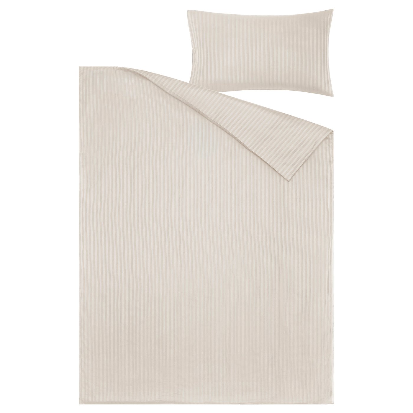NATTJASMIN duvet set, beige, striped, sateen, cotton/lyocell, rectangular.