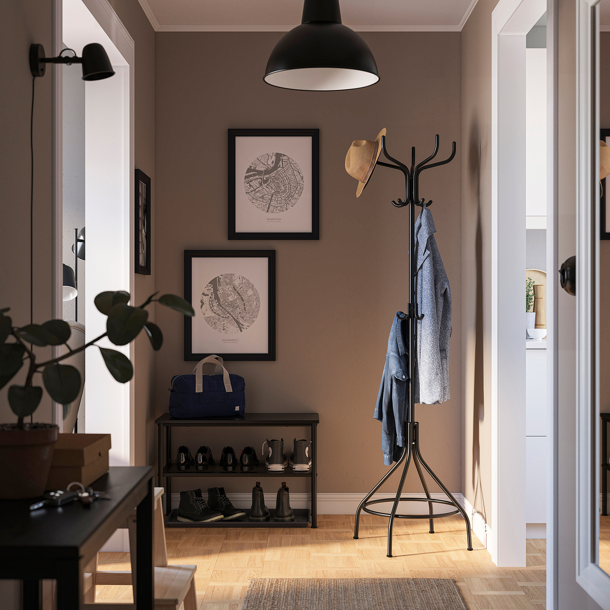 NIPÅSEN Hat and coat stand, black, 181 cm