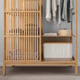 NORDKISA open wardrobe with sliding door, bamboo, 120x186 cm - IKEA