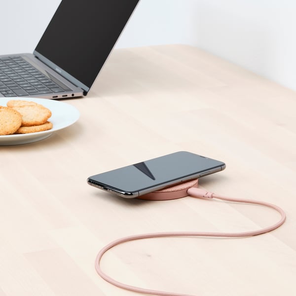 NORDMÄRKE Wireless charger, textile/pink