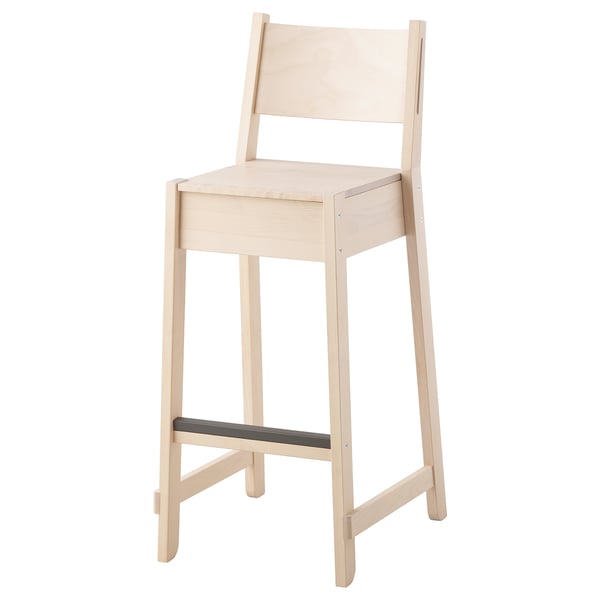 norraker bar stool with backrest birch 74 cm ikea