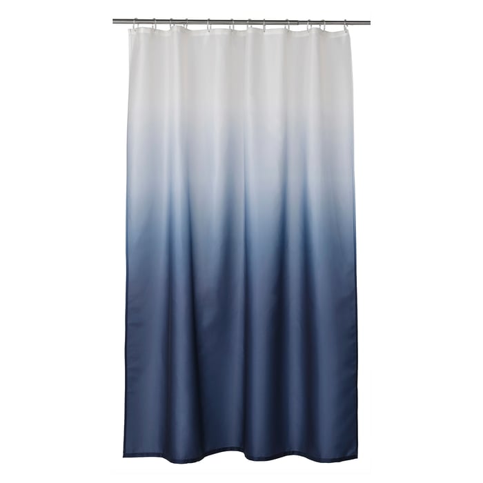 NYCKELN Shower curtain, white/dark blue, 180x200 cm IKEA