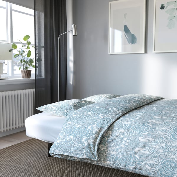 Nyhamn Sofa Bed With Triple Cushion With Foam Mattress Skiftebo Blue Ikea