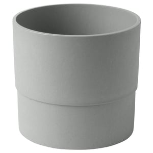 A NYPON planter, grey, cylindrical, made of recycled plastic.
