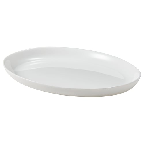 A white, oval-shaped OFTAST serving dish made of tempered glass with a smooth edge.