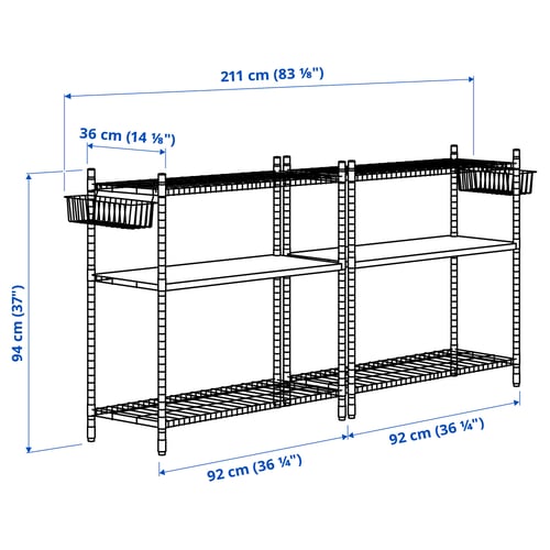 OMAR 2 shelf sections, 211x36x94 cm IKEA