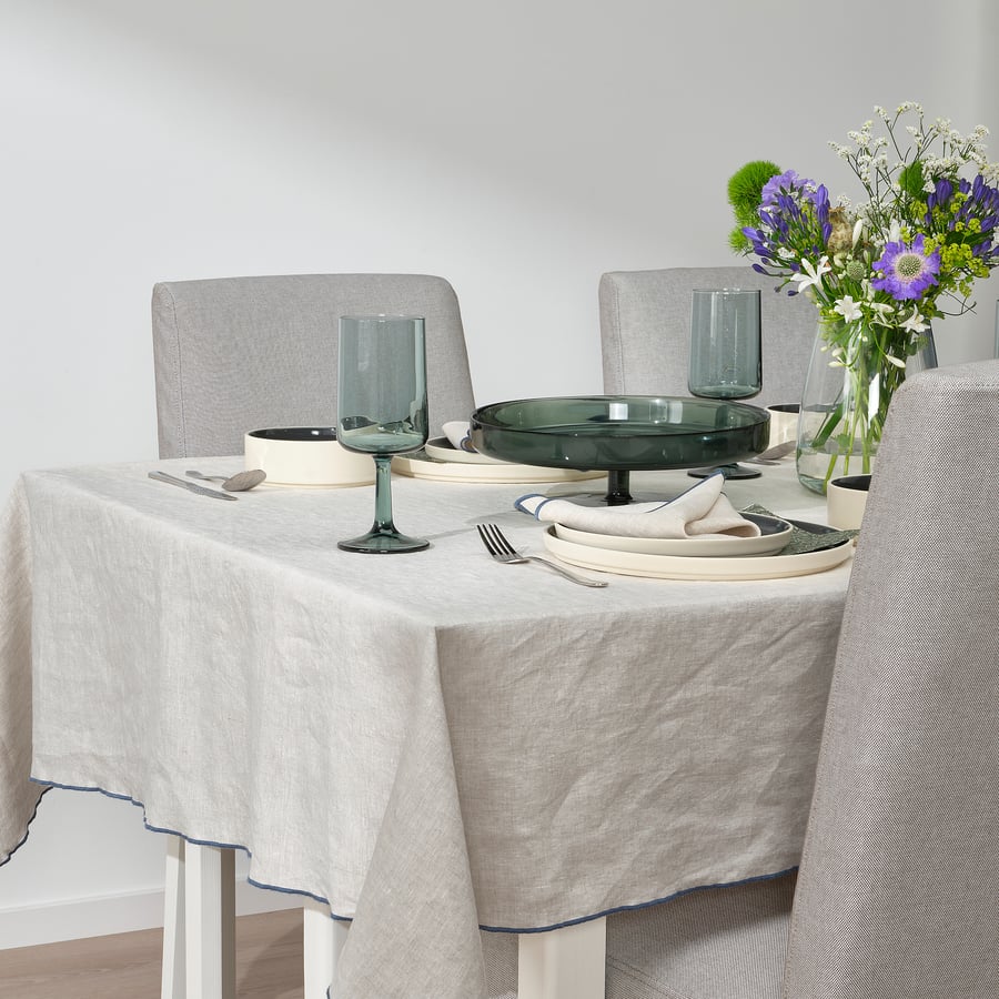 OMBONAD tablecloth, natural colour/beige, 150x250 cm IKEA