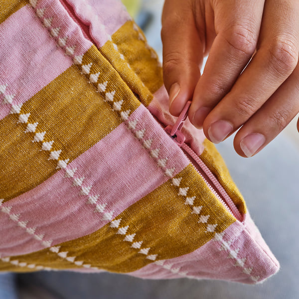 OMMJÄNGE Cushion cover, pink/beige, 50x50 cm