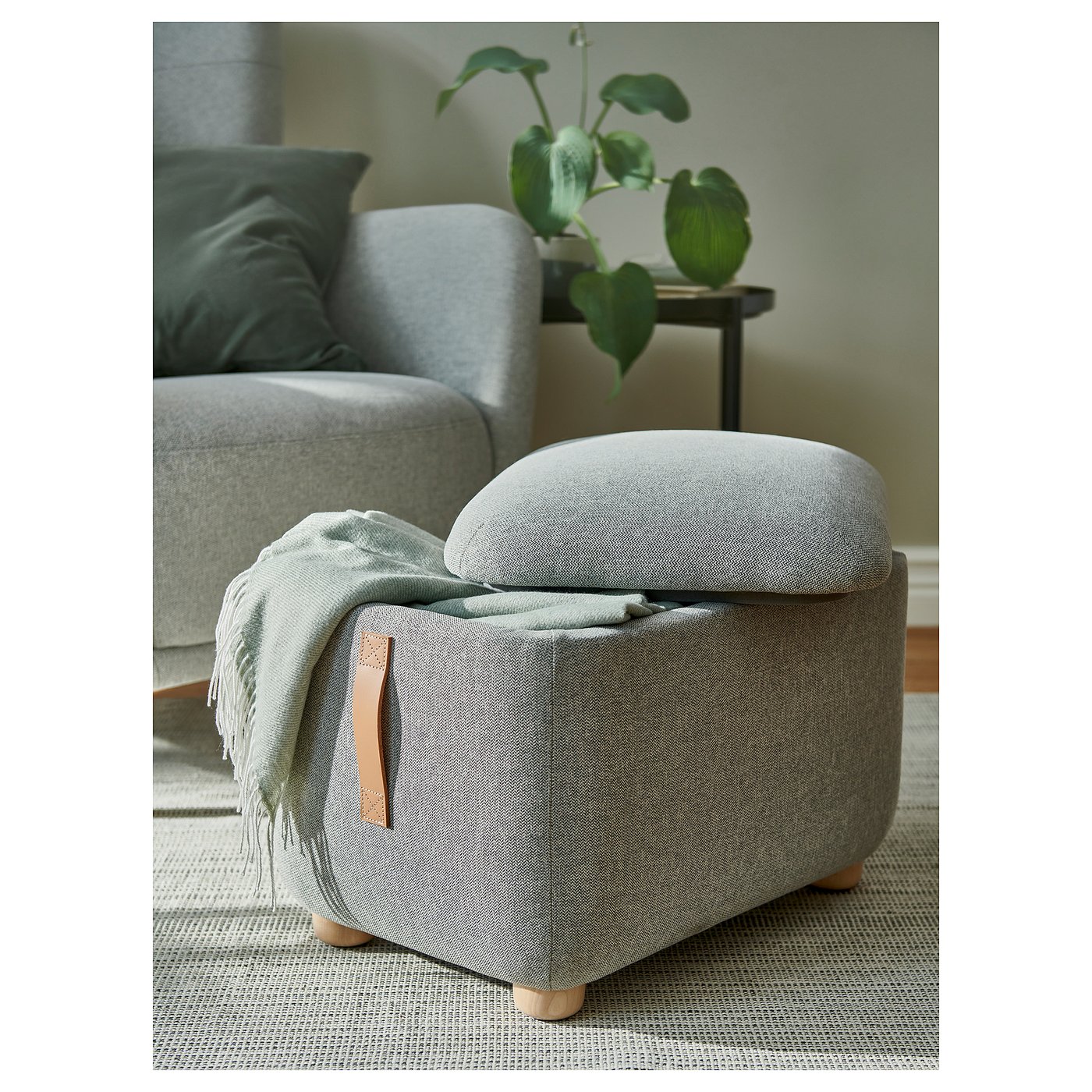 OSKARSHAMN footstool with storage, Tibbleby beige/grey - IKEA