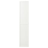 A white OXBERG cabinet door. It is rectangular with a panel design and made from fibreboard and paper foil.