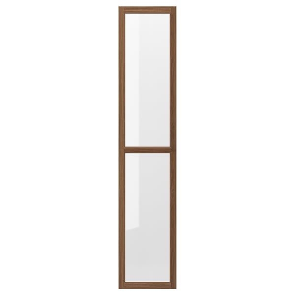 OXBERG Glass door, brown walnut effect, 40x192 cm