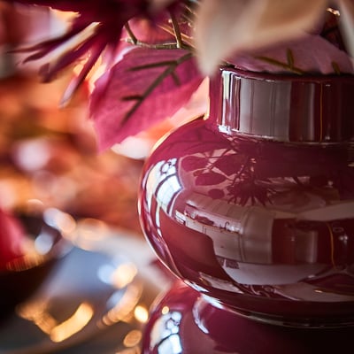 PÄRLHÄGG Vase, brown-red, 22 cm