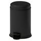 Black PÄRLSLINKE rubbish can, cylindrical with step pedal, smooth closing lid, handles on back.