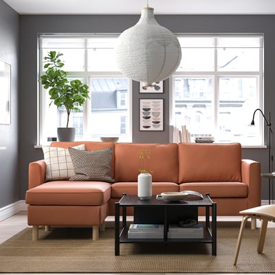 PÄRUP 3-seat sofa with chaise longue, Kelinge rust