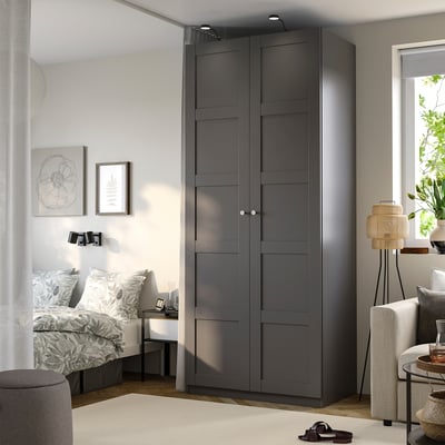 PAX / BERGSBO Wardrobe combination, dark grey/dark grey, 100x60x236 cm