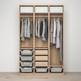 PAX / BERGSBO Wardrobe combination, white stained oak effect, 150x60x236 cm