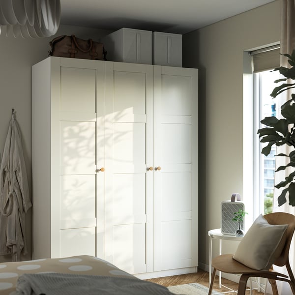 PAX / BERGSBO Wardrobe combination, white/white, 150x60x201 cm