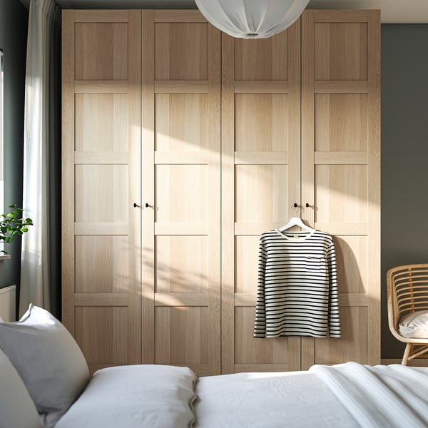 PAX / BERGSBO Wardrobe, white/white stained oak effect, 200x60x236 cm