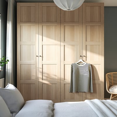 PAX / BERGSBO Wardrobe, white/white stained oak effect, 200x60x236 cm