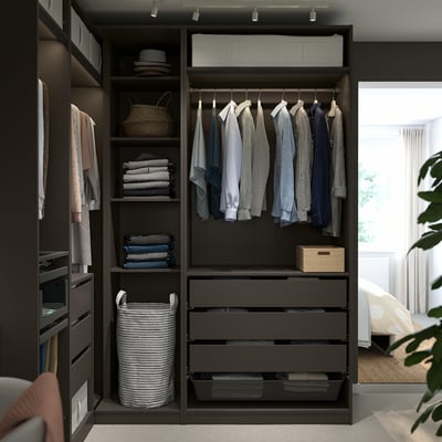 PAX Corner wardrobe, dark grey, 211/161x236 cm