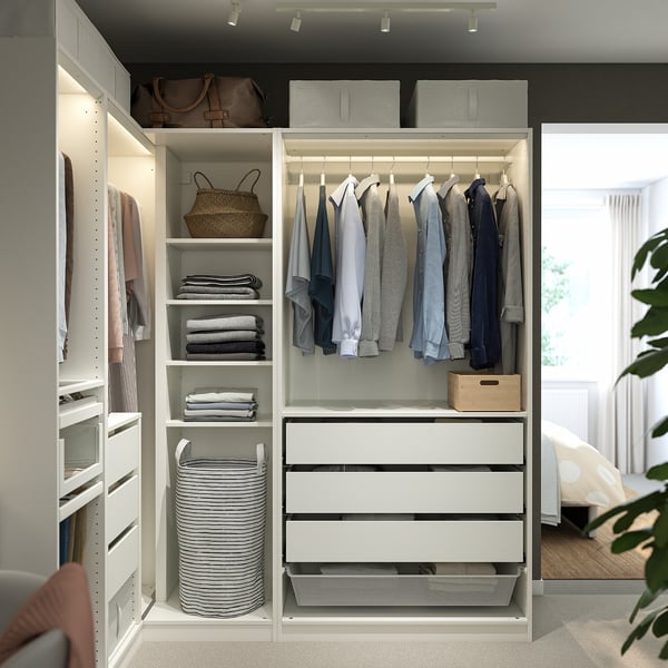 PAX Corner wardrobe, white, 211/161x201 cm