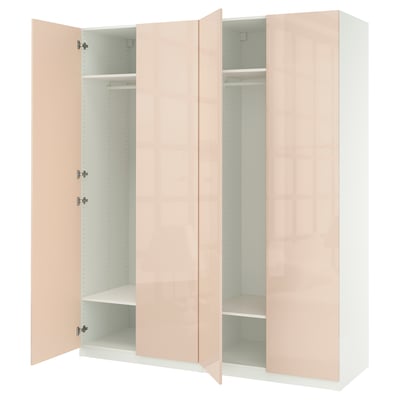 PAX / FARDAL Wardrobe combination, white/high-gloss light orange, 200x60x236 cm