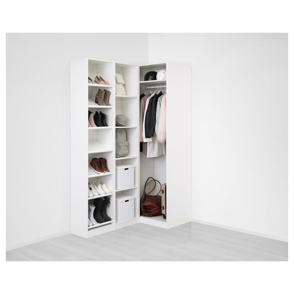 PAX / FLISBERGET Corner wardrobe, white/light beige, 161/88x236 cm