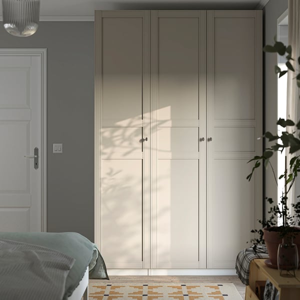 PAX / FLISBERGET Wardrobe combination, white/light beige, 150x60x236 cm