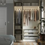 PAX / FLISBERGET Wardrobe combination, white/light beige, 150x60x236 cm