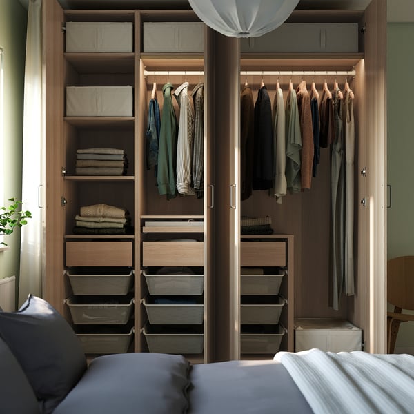 PAX / FORSAND Wardrobe combination, white stained oak effect/white stained oak effect, 200x60x236 cm