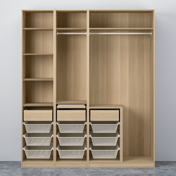 PAX / FORSAND Wardrobe combination, white stained oak effect/white stained oak effect, 200x60x236 cm