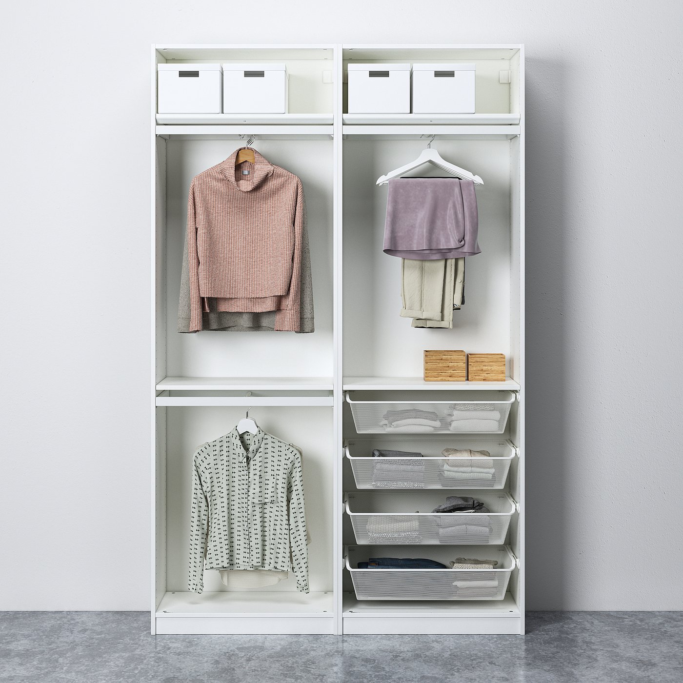 PAX / HASVIK wardrobe combination, white/white, 150x43x236 cm - IKEA