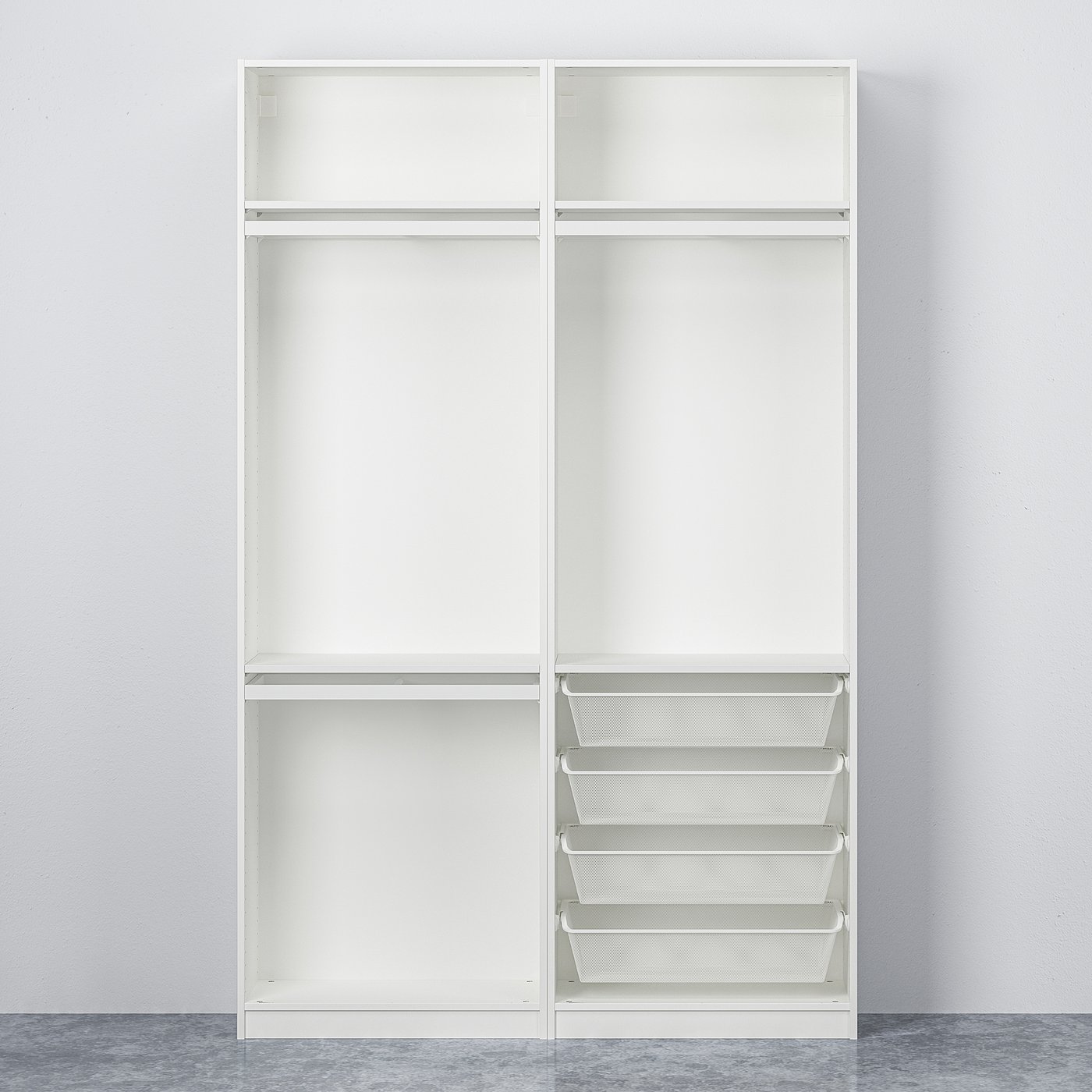 PAX / HASVIK wardrobe combination, white/white, 150x43x236 cm - IKEA