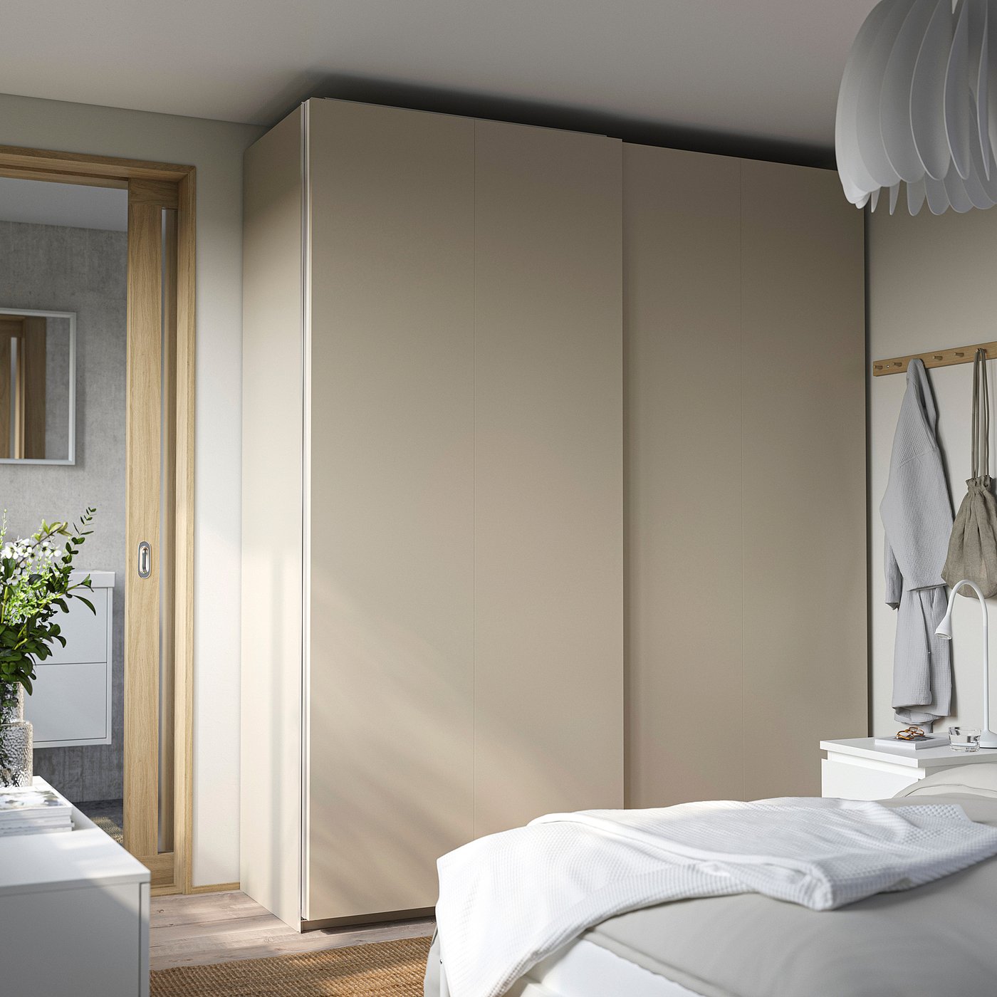 PAX / HASVIK wardrobe, grey-beige/grey-beige, 200x66x236 cm - IKEA