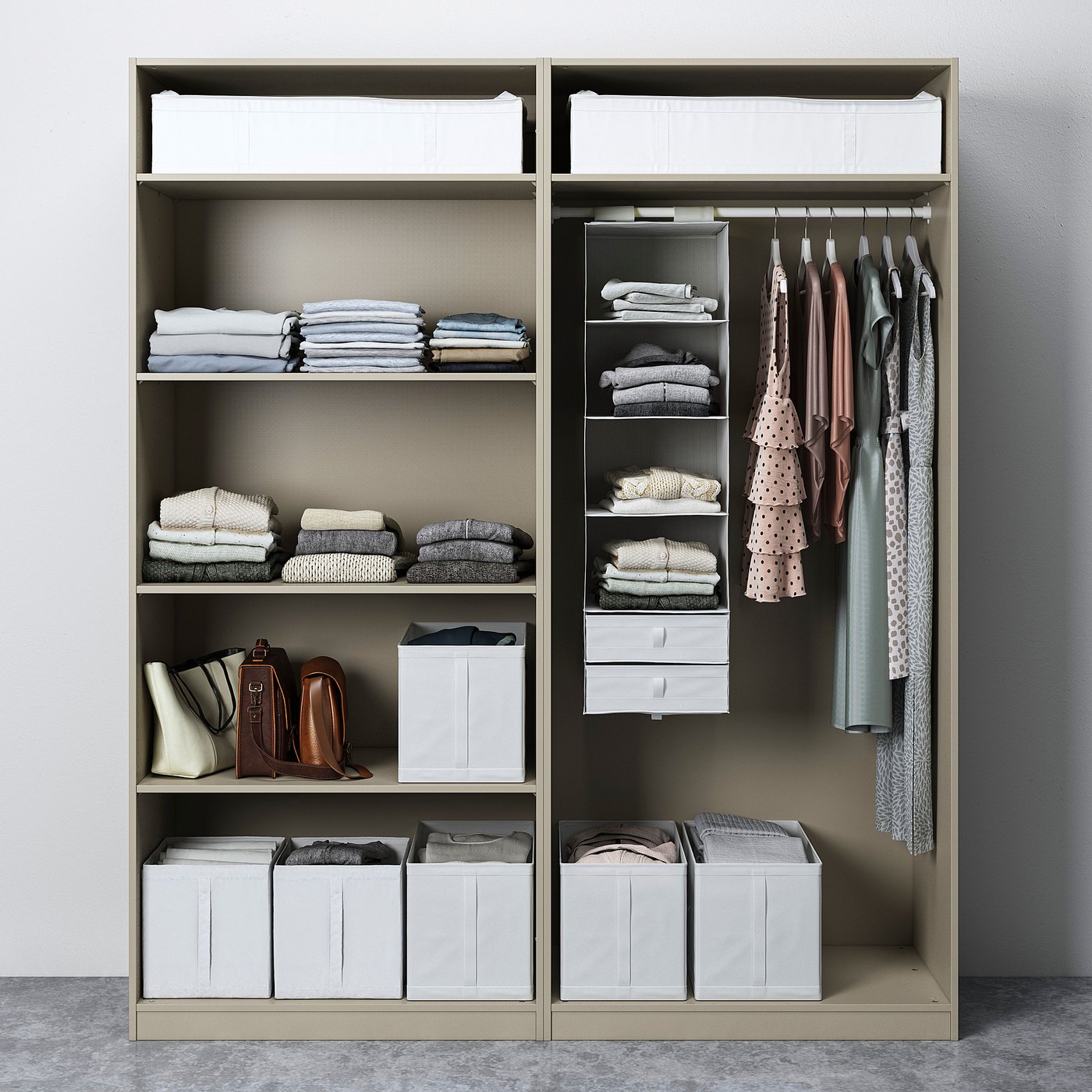 PAX / HASVIK wardrobe, grey-beige/grey-beige, 200x66x236 cm - IKEA