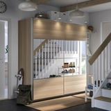 PAX / MEHAMN/AULI Wardrobe combination, white stained oak effect double sided/white stained oak effect mirror glass, 200x66x201 cm