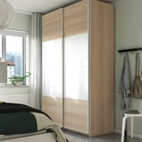 PAX / MEHAMN Wardrobe, white stained oak effect double sided/white white stained oak effect, 150x66x236 cm