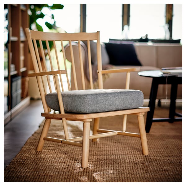 PERSBOL Armchair, birch/Tibbleby beige/grey