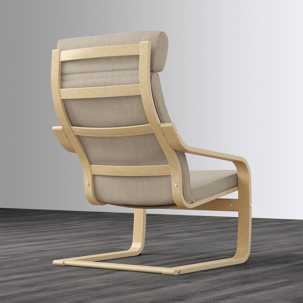 Poang Armchair Birch Veneer Hillared Beige Ikea