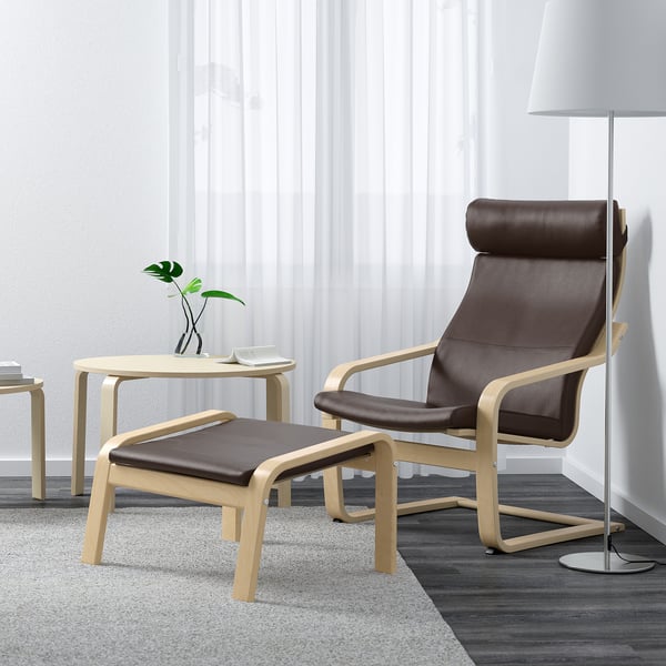 Poang Footstool Birch Veneer Robust Glose Dark Brown Ikea