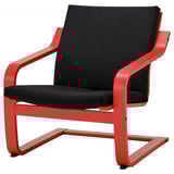 POÄNG Low-back armchair, red/Vissle black